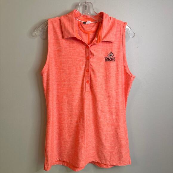 Under Armour Women’s Medium Sleveless Golf Polo Neon Orange Country Club - Picture 1 of 7